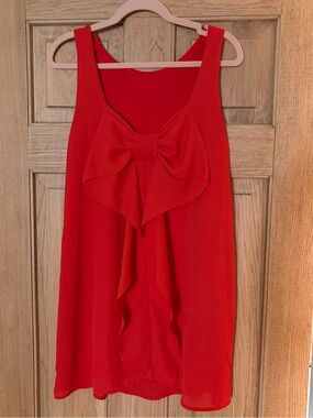 Low Back Red Dress With Bow Detail - Women’s Small